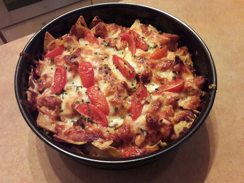 Buffalo csirke nachos